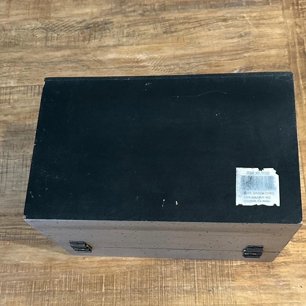 Silver Mirrored Wooden Storage Box, Red Speckles, Black Interior 10.5”x6.5”x7”